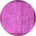 Round Abstract Purple Contemporary Rug, con297pur