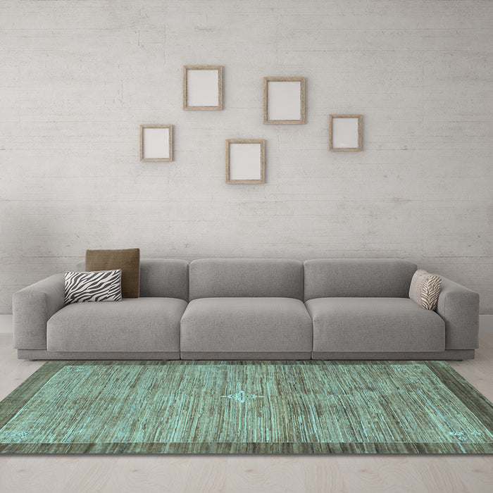 Machine Washable Abstract Light Blue Contemporary Rug in a Living Room, wshcon297lblu
