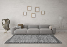 Machine Washable Abstract Gray Contemporary Rug in a Living Room,, wshcon297gry