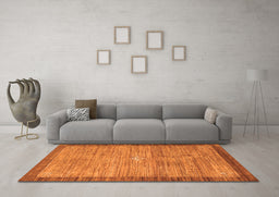 Machine Washable Abstract Orange Contemporary Area Rugs in a Living Room, wshcon297org