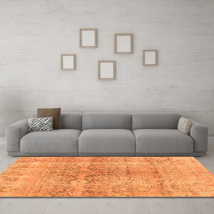 Machine Washable Persian Orange Bohemian Area Rugs in a Living Room, wshcon2980org