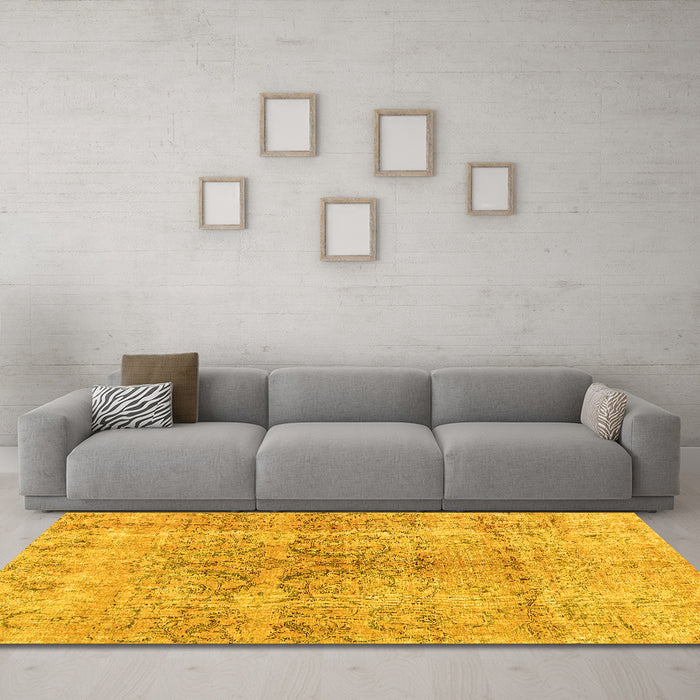 Machine Washable Persian Yellow Bohemian Rug in a Living Room, wshcon2980yw
