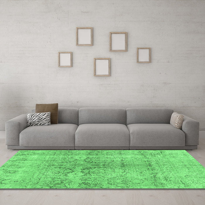 Machine Washable Persian Emerald Green Bohemian Area Rugs in a Living Room,, wshcon2980emgrn