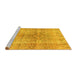 Sideview of Machine Washable Persian Yellow Bohemian Rug, wshcon2980yw