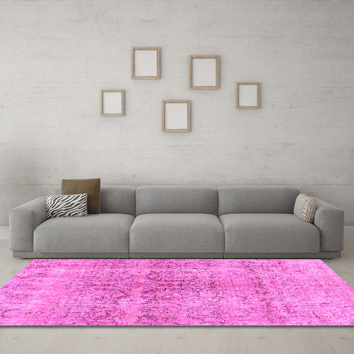 Machine Washable Persian Pink Bohemian Rug in a Living Room, wshcon2980pnk