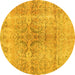 Round Persian Yellow Bohemian Rug, con2980yw