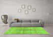 Machine Washable Persian Green Bohemian Area Rugs in a Living Room,, wshcon2980grn