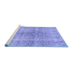Sideview of Machine Washable Persian Blue Bohemian Rug, wshcon2980blu
