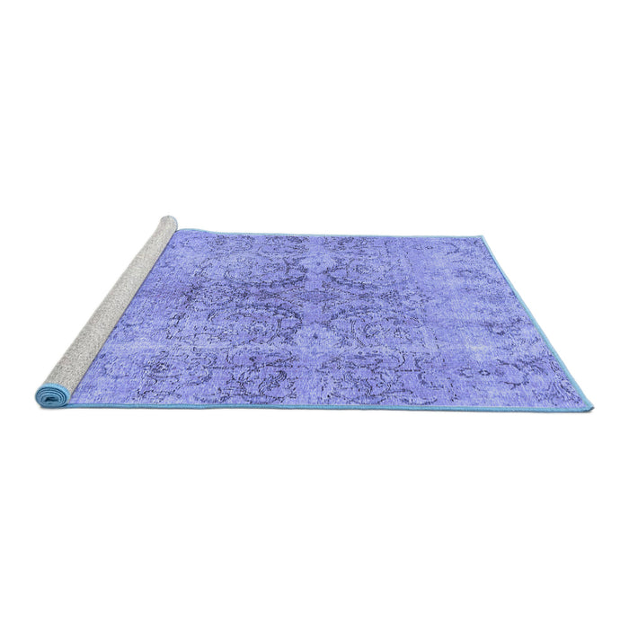 Sideview of Machine Washable Persian Blue Bohemian Rug, wshcon2980blu