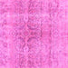 Square Machine Washable Persian Pink Bohemian Rug, wshcon2980pnk