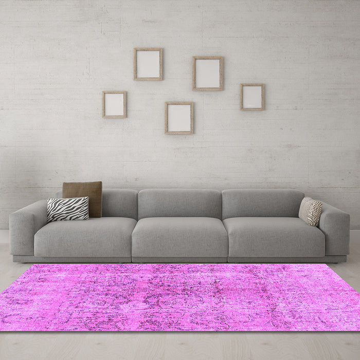 Machine Washable Persian Purple Bohemian Area Rugs in a Living Room, wshcon2980pur
