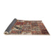 Thickness of Contemporary Dark Sienna Brown Patchwork Rug, con2981