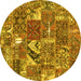 Round Patchwork Yellow Transitional Rug, con2981yw