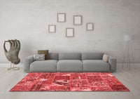 Machine Washable Patchwork Red Transitional Rug, wshcon2981red