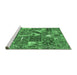 Sideview of Machine Washable Patchwork Emerald Green Transitional Area Rugs, wshcon2981emgrn