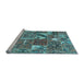 Sideview of Machine Washable Patchwork Light Blue Transitional Rug, wshcon2981lblu