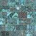 Square Machine Washable Patchwork Light Blue Transitional Rug, wshcon2981lblu