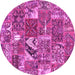 Round Patchwork Pink Transitional Rug, con2981pnk