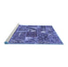 Sideview of Machine Washable Patchwork Blue Transitional Rug, wshcon2981blu