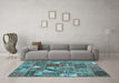 Machine Washable Patchwork Light Blue Transitional Rug in a Living Room, wshcon2981lblu