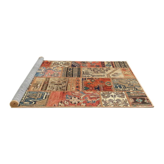 Serging Thickness of Machine Washable Contemporary Sienna Brown Rug, wshcon2982