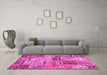 Machine Washable Patchwork Pink Transitional Rug in a Living Room, wshcon2982pnk