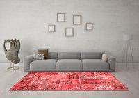 Machine Washable Patchwork Red Transitional Rug, wshcon2982red