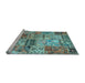 Sideview of Machine Washable Patchwork Light Blue Transitional Rug, wshcon2982lblu