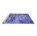 Sideview of Machine Washable Patchwork Blue Transitional Rug, wshcon2982blu