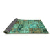 Sideview of Patchwork Turquoise Transitional Rug, con2982turq