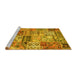 Sideview of Machine Washable Patchwork Yellow Transitional Rug, wshcon2982yw