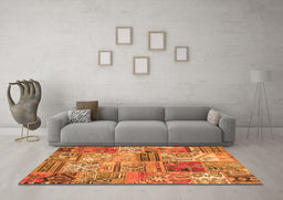 Machine Washable Patchwork Orange Transitional Area Rugs in a Living Room, wshcon2982org