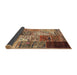 Thickness of Contemporary Dark Sienna Brown Patchwork Rug, con2983