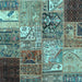 Square Patchwork Light Blue Transitional Rug, con2983lblu