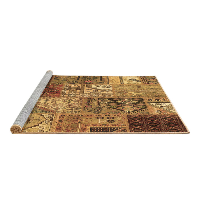 Sideview of Machine Washable Patchwork Brown Transitional Rug, wshcon2983brn