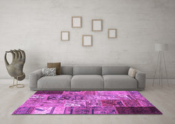 Machine Washable Patchwork Purple Transitional Area Rugs in a Living Room, wshcon2983pur