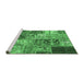 Sideview of Machine Washable Patchwork Emerald Green Transitional Area Rugs, wshcon2983emgrn