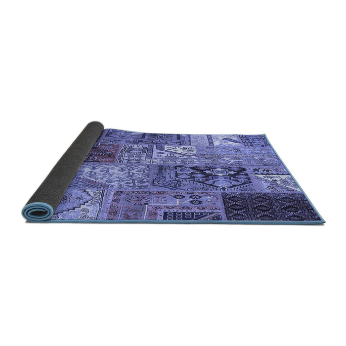 Sideview of Patchwork Blue Transitional Rug, con2983blu