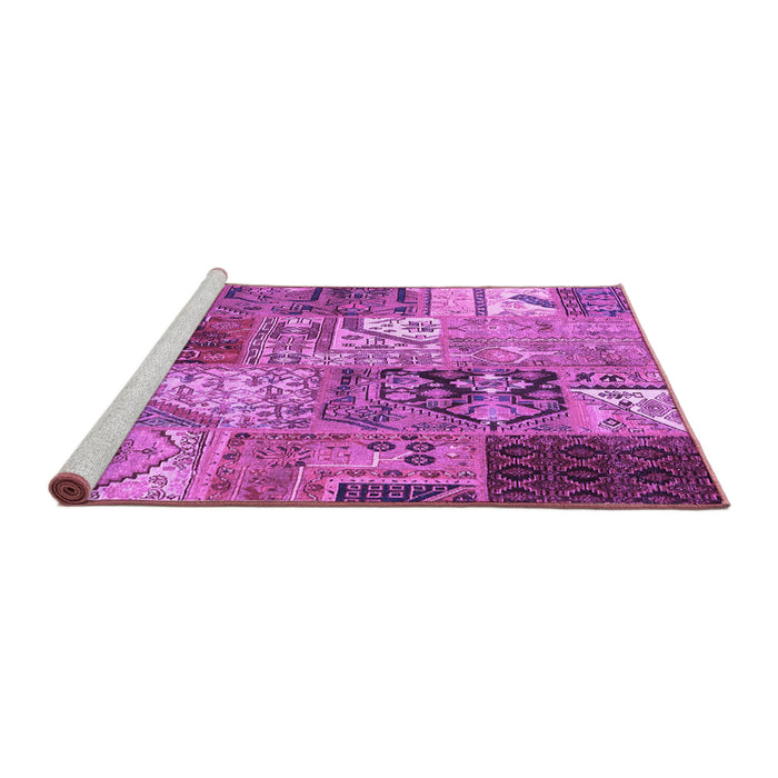 Sideview of Machine Washable Patchwork Purple Transitional Area Rugs, wshcon2983pur