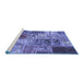 Sideview of Machine Washable Patchwork Blue Transitional Rug, wshcon2983blu