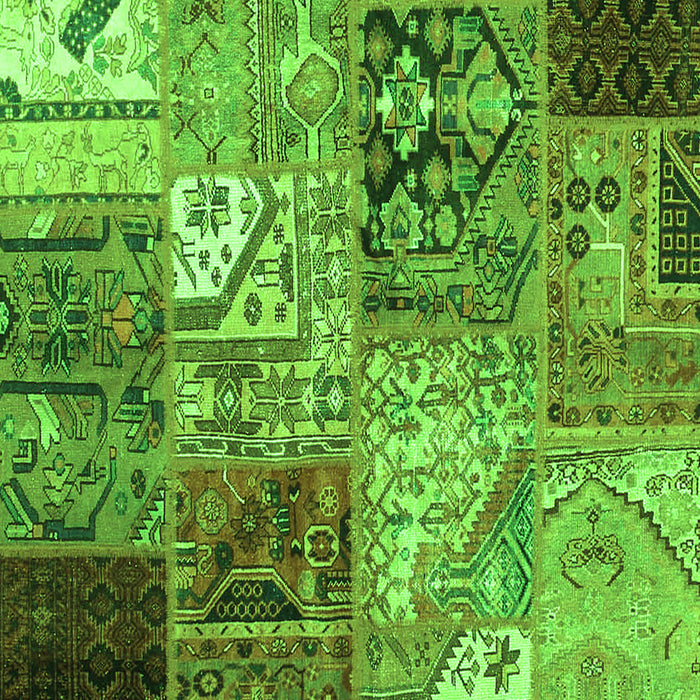 Serging Thickness of Machine Washable Patchwork Green Transitional Area Rugs, wshcon2983grn