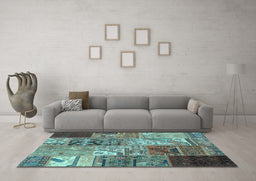 Machine Washable Patchwork Light Blue Transitional Rug in a Living Room, wshcon2983lblu