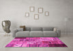 Machine Washable Patchwork Pink Transitional Rug in a Living Room, wshcon2983pnk