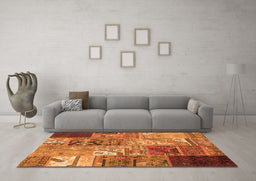 Machine Washable Patchwork Orange Transitional Area Rugs in a Living Room, wshcon2983org