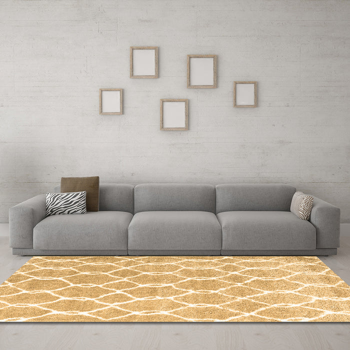 Machine Washable Trellis Brown Modern Rug in a Living Room,, wshcon2984brn