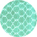 Round Trellis Turquoise Modern Rug, con2984turq