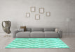 Machine Washable Trellis Turquoise Modern Area Rugs in a Living Room,, wshcon2984turq