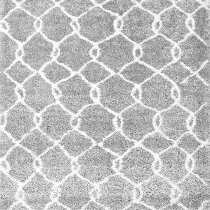Round Machine Washable Trellis Gray Modern Rug, wshcon2984gry