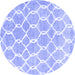 Round Machine Washable Trellis Blue Modern Rug, wshcon2984blu