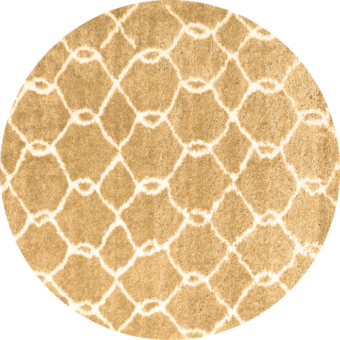 Round Machine Washable Trellis Brown Modern Rug, wshcon2984brn
